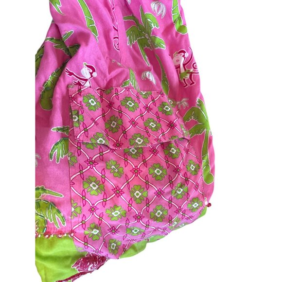 Women's Vanity Collection Pant Monkey Palm Tree Pink Green FUN Cargo Beads Large - Picture 10 of 13